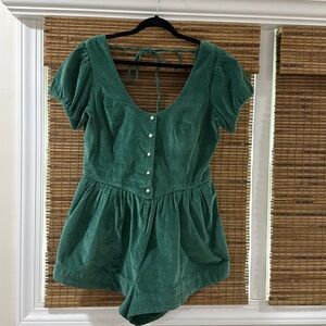 free People Green Velvet romper